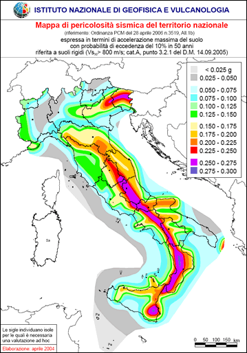 Mappa di pericolosità sismica del territorio nazionale